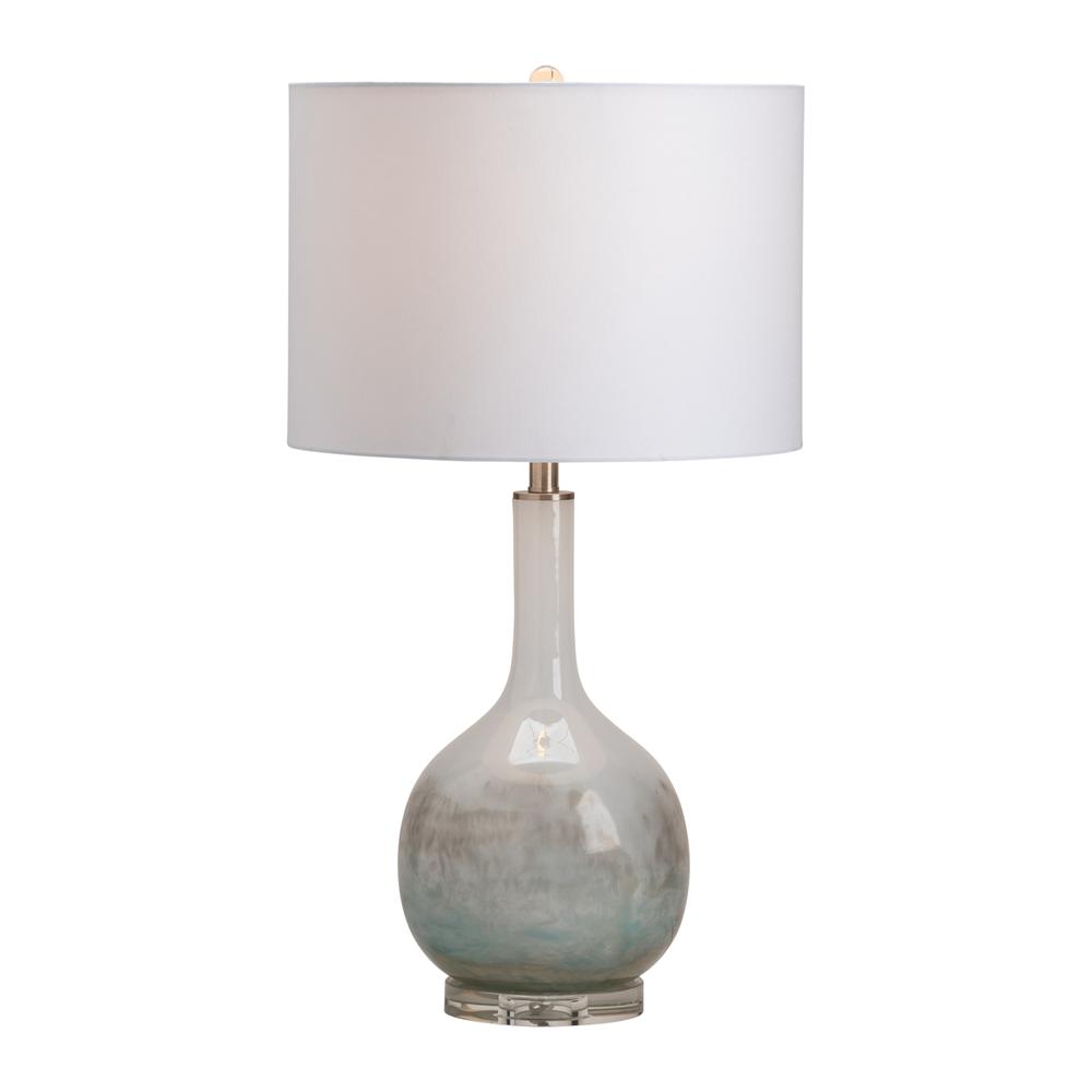 Crestview Collection Starling Table Lamp, Iridescent Blue, Glass Body and Crystal Base. Picture 2