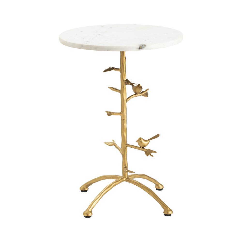 Crestview Collection CVFNR834 23" White Marble TOP Side Table Accessories. Picture 1