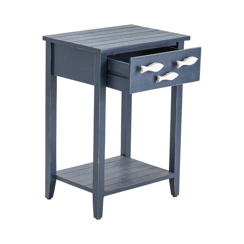 Crestview Collection Nautical Navy 1 Drawer Accent Table w/Fish Hardware. Picture 3