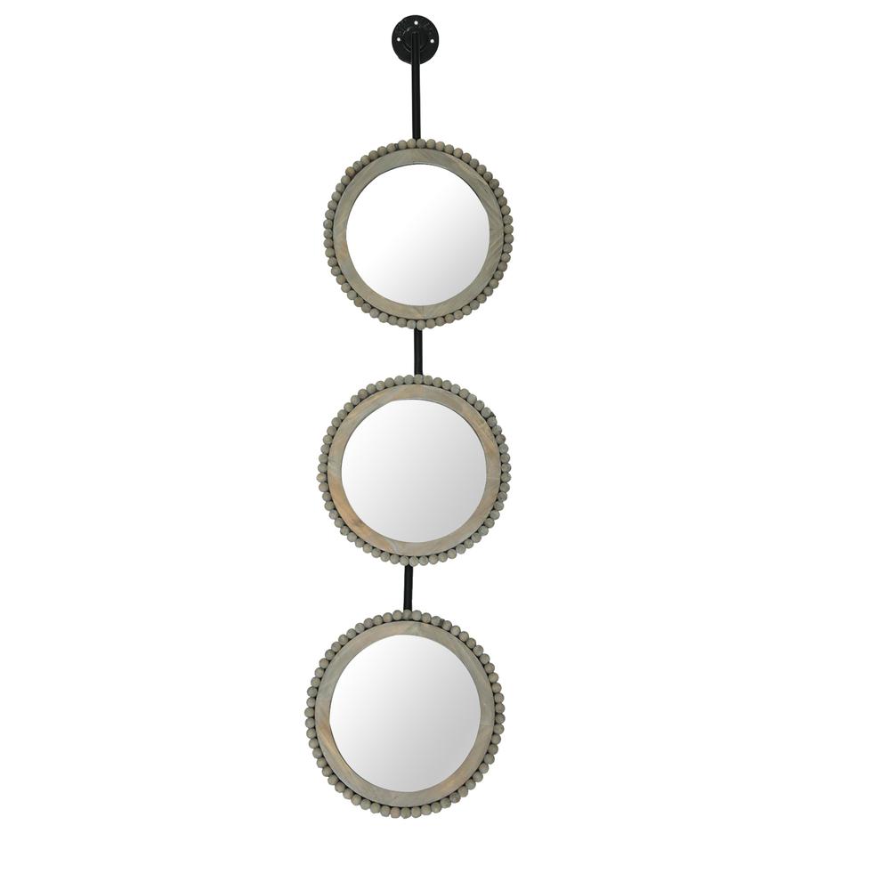 Crestview Collection Evolution Fiona Hanging Wood Wall Mirror in Grey Brown. Picture 1
