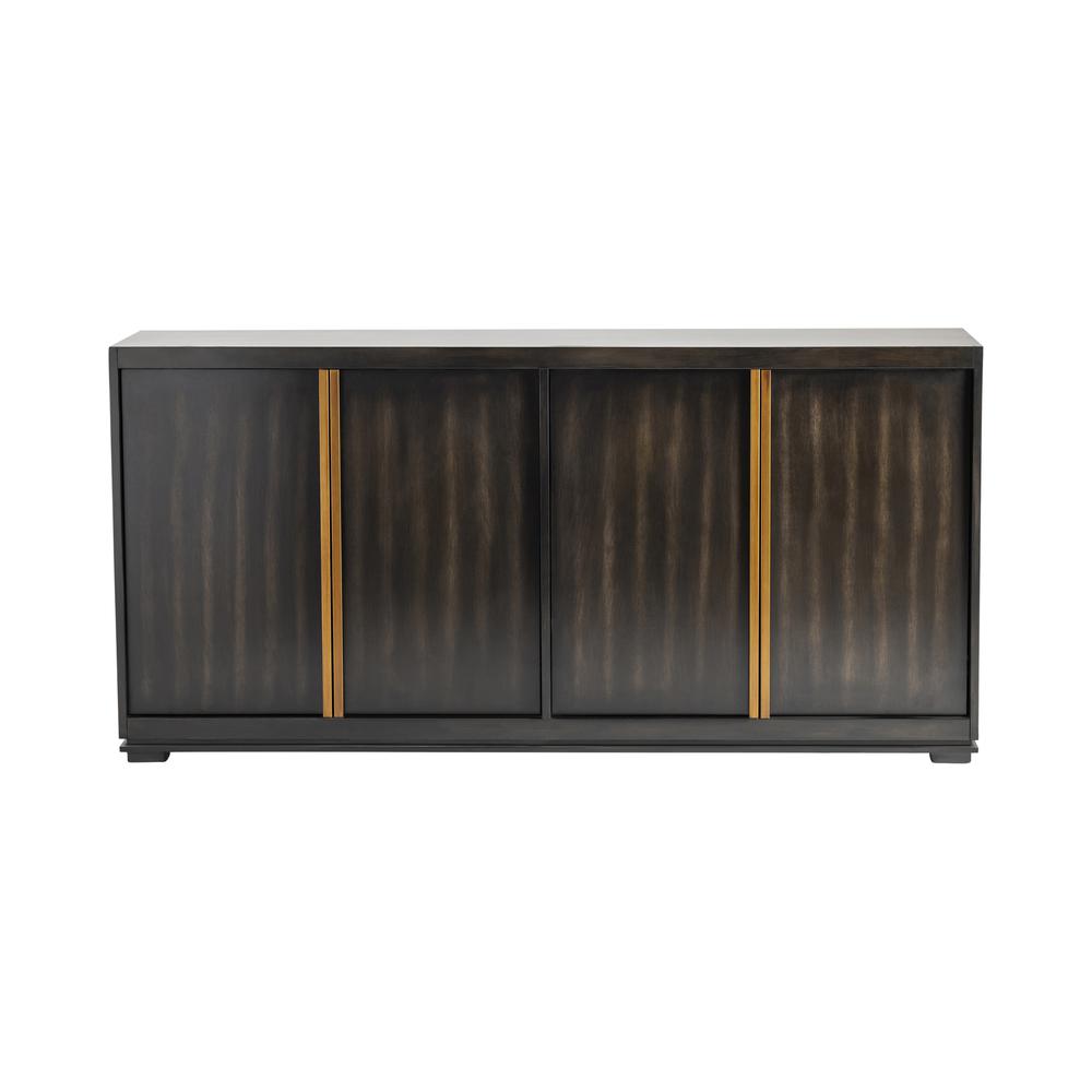 Empire 4 Door Sideboard with Burnished Brass Hardware in Rich Jacobean Finish. Picture 2