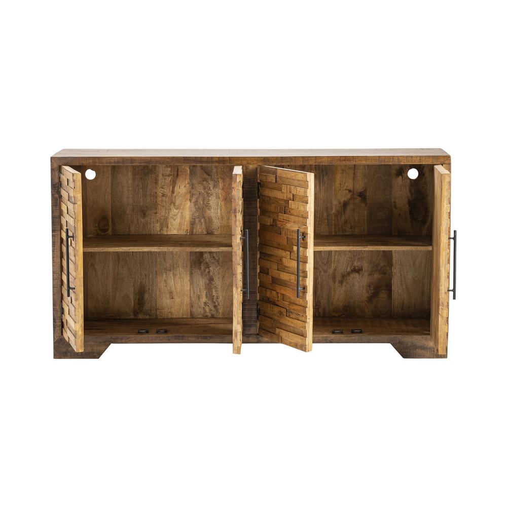 Crestview Collection Bengal Manor Mango Wood Random Strips Sideboard, Brown. Picture 1