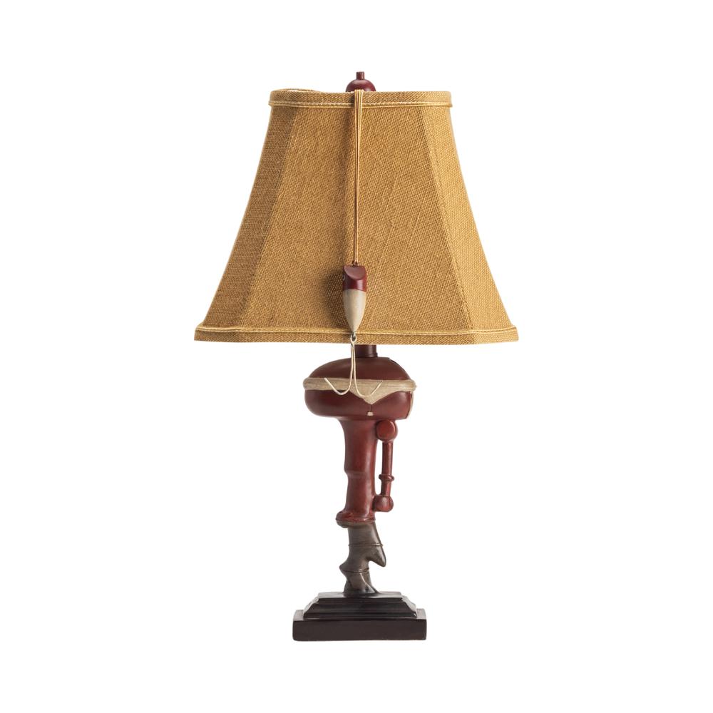 Outboard Table Lamp Resin Red 11x8x20" Farmhouse Style. Picture 1