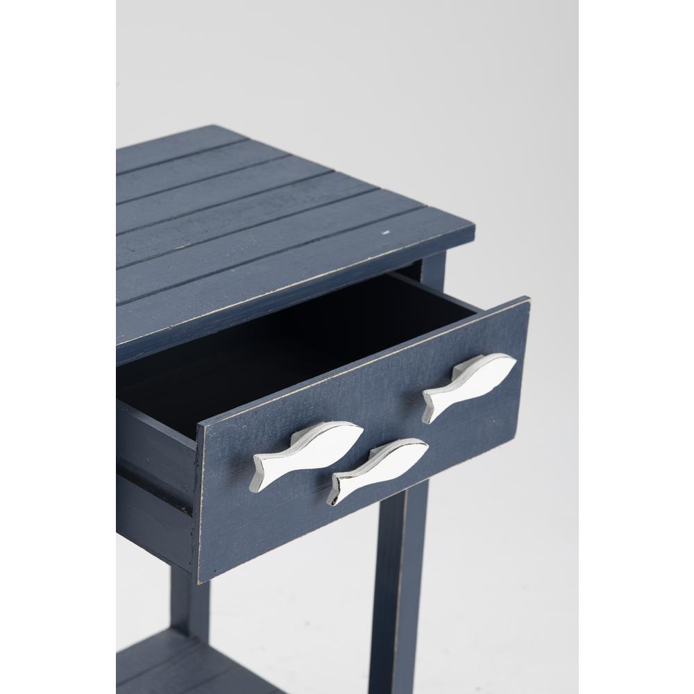 Crestview Collection Nautical Navy 1 Drawer Accent Table w/Fish Hardware. Picture 4