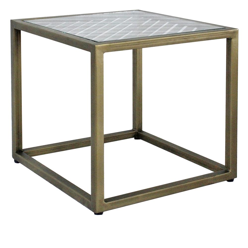 Christian Gold Metal and Glass End Table. Picture 2