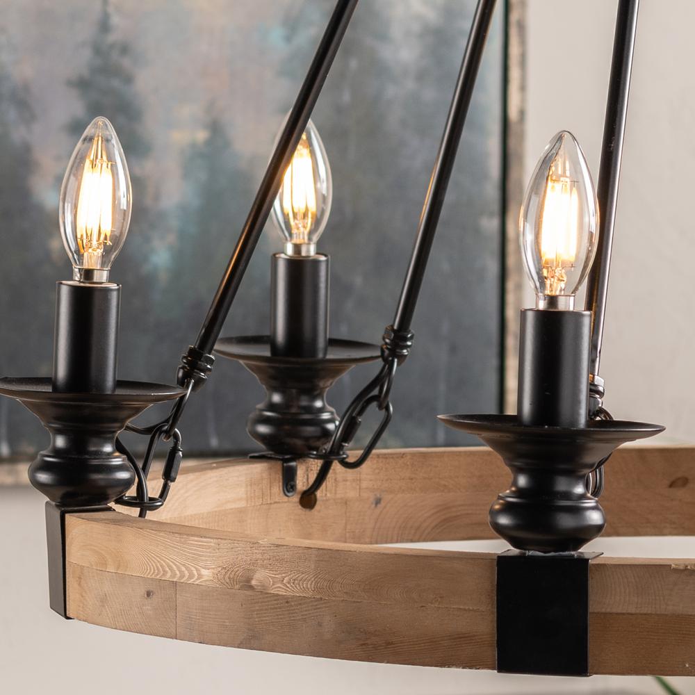 Crestview Willow Round Black Metal Chandelier EVPDA064. Picture 5