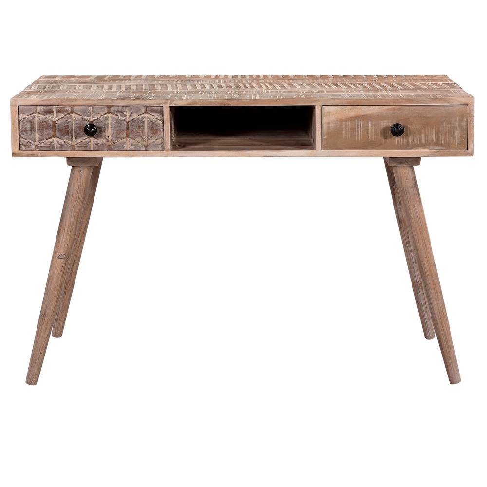 Two Drawer Wooden Study Table. Picture 1