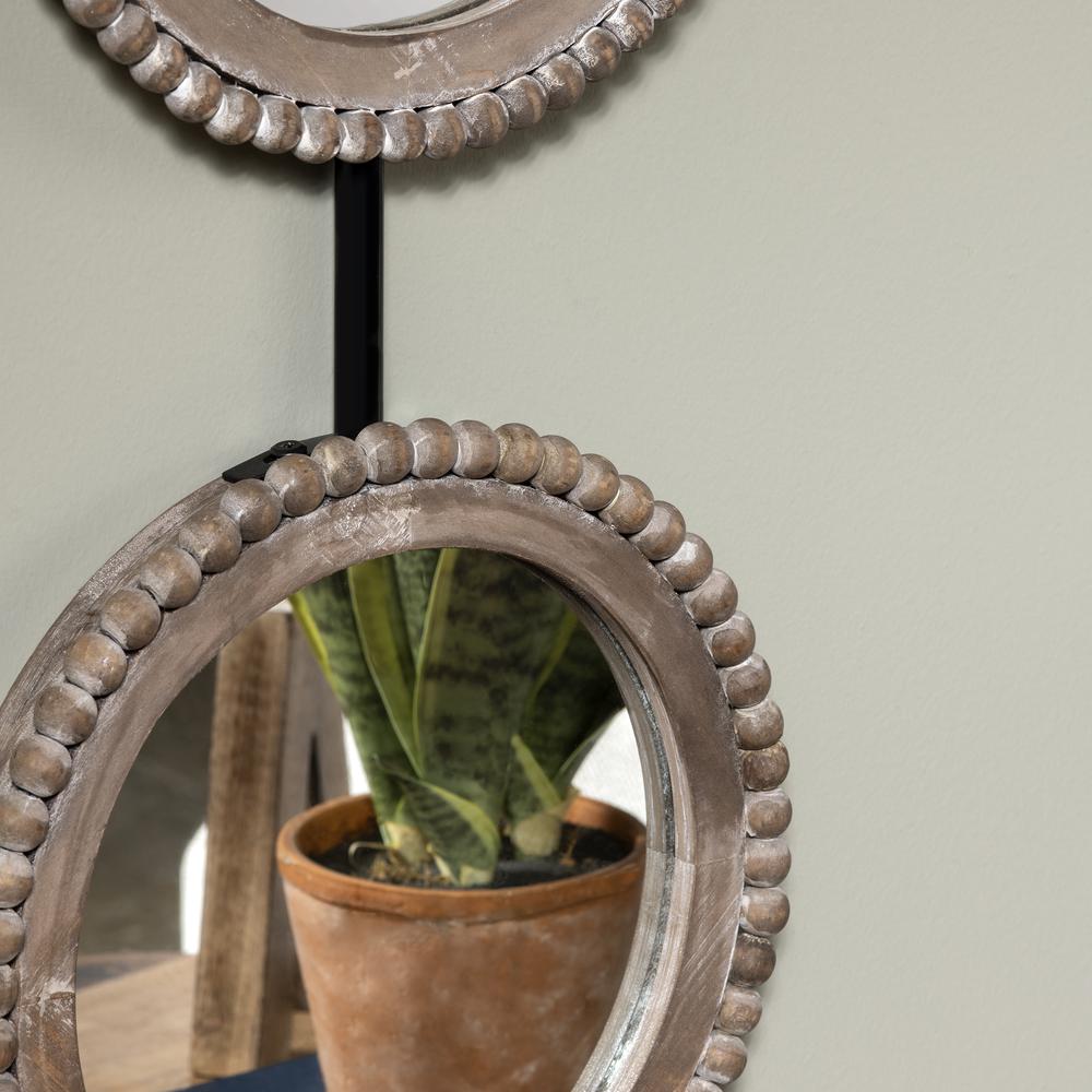 Crestview Collection Evolution Fiona Hanging Wood Wall Mirror in Grey Brown. Picture 4