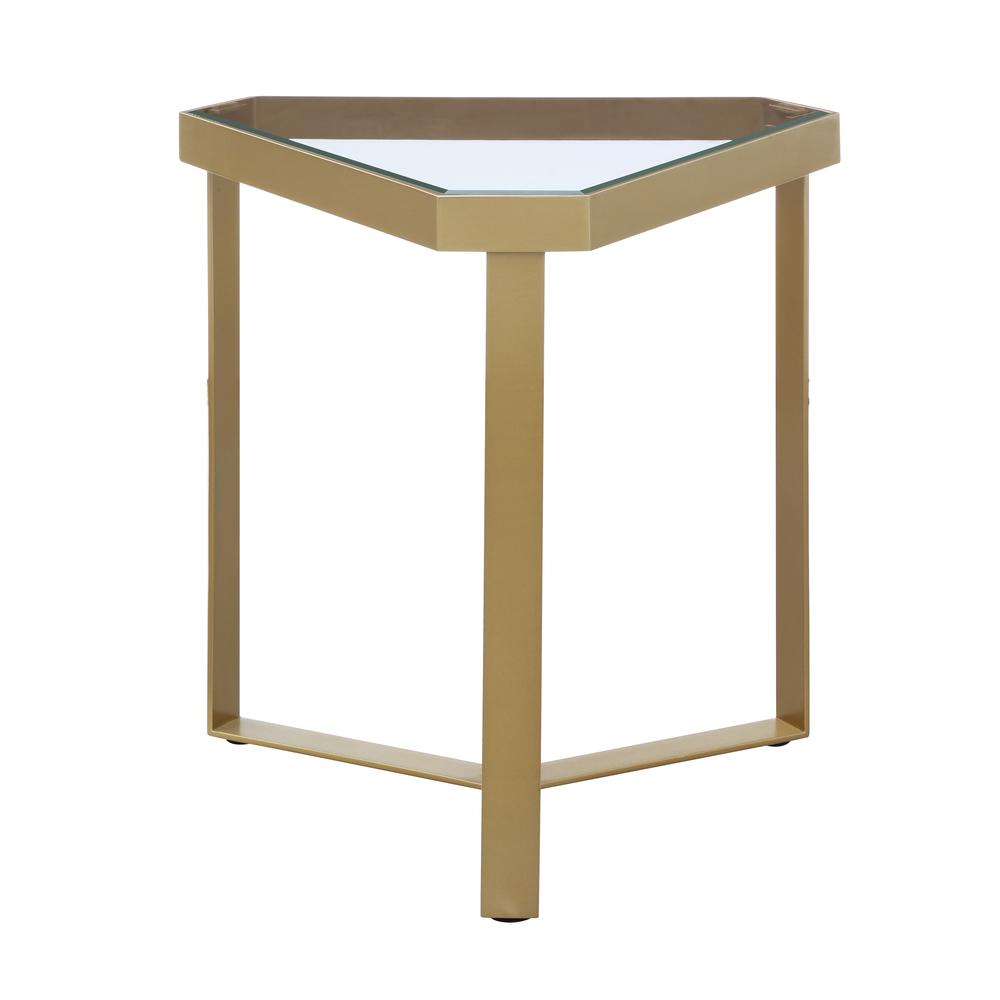 Crestview Collection CVFZR4002 Melrose Gold Triangle Accent Table Furniture. Picture 2