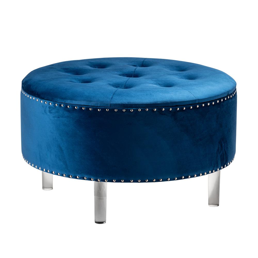 Crestview Blue Wooden Storage Stool EVFZR3147BU. Picture 1