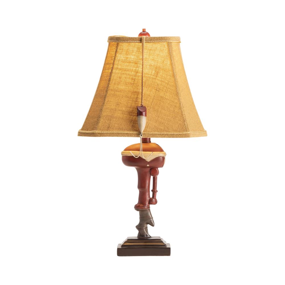 Outboard Table Lamp Resin Red 11x8x20" Farmhouse Style. Picture 2