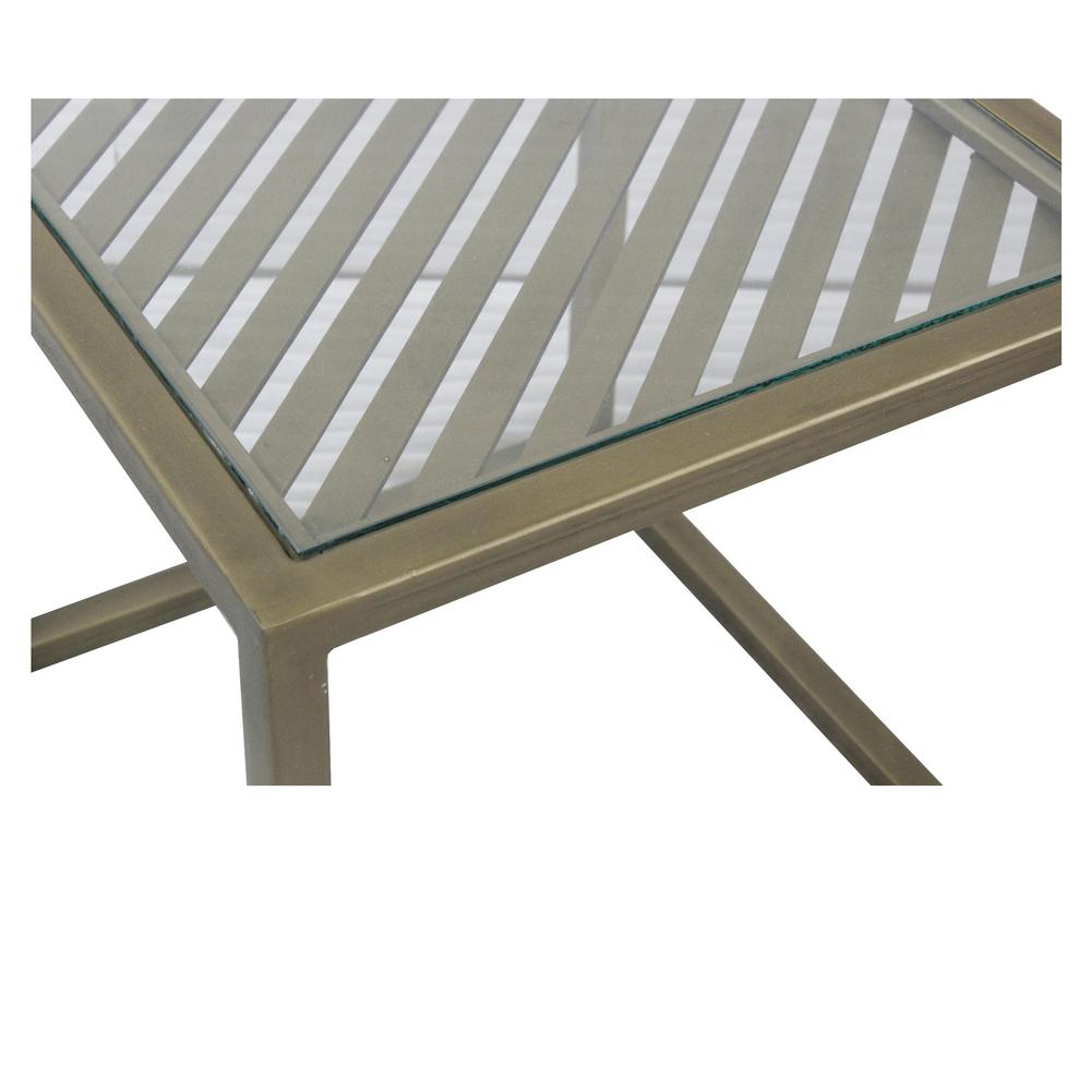 Christian Gold Metal and Glass End Table. Picture 3