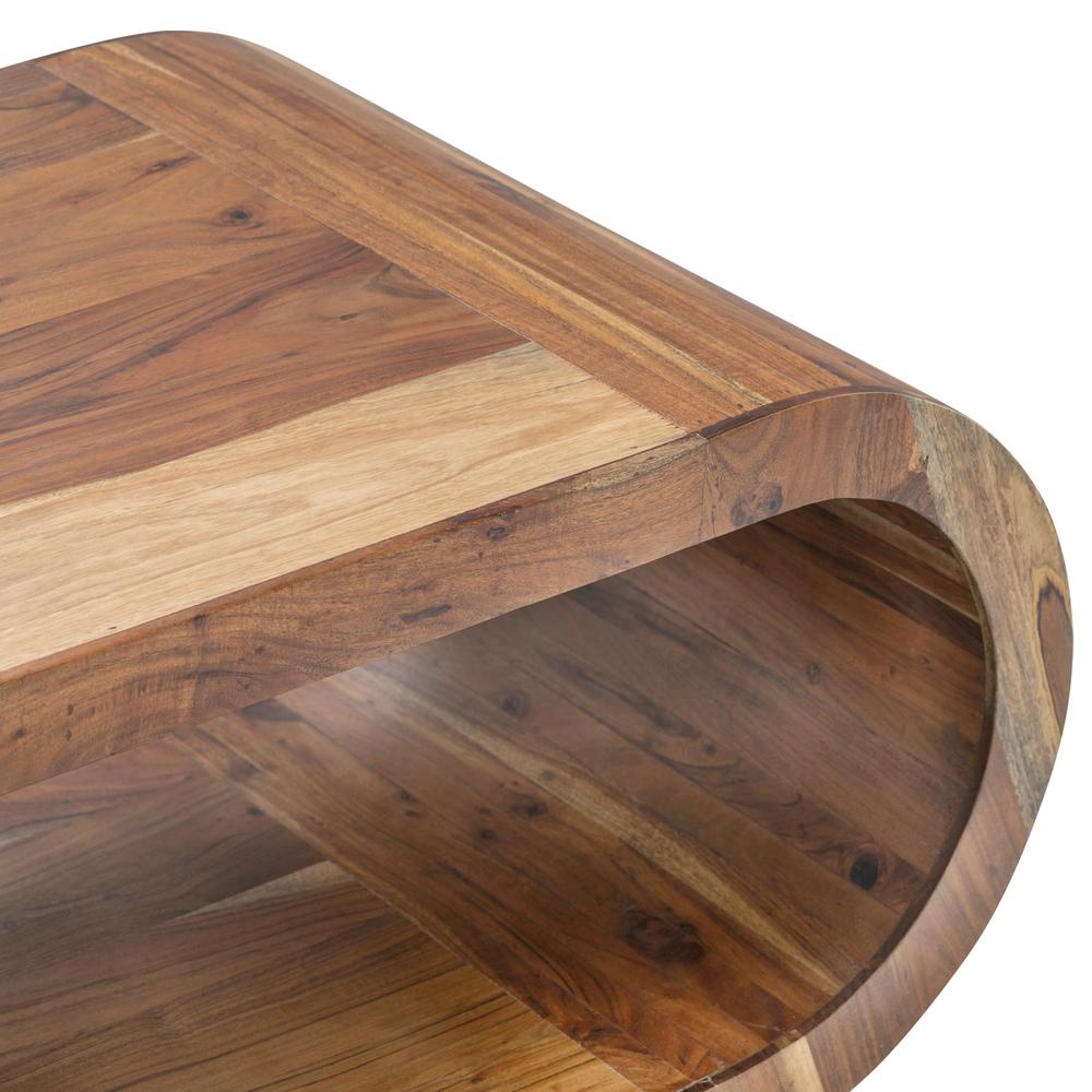 The Wood Cocktail Table Brown Wood 51x23x18" Modern Style. Picture 4