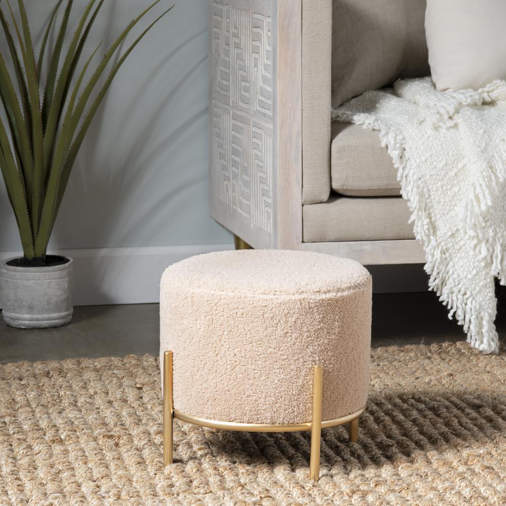 Zanella Cream Sherpa Stool. Picture 4