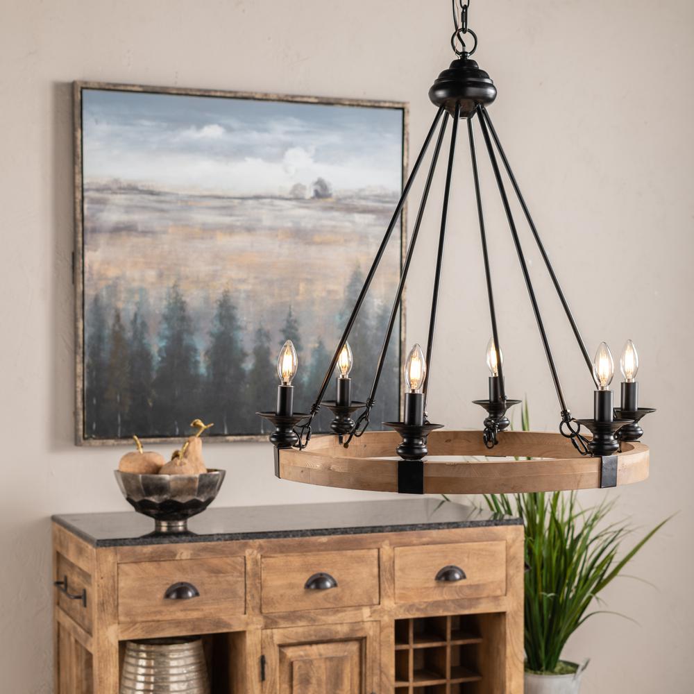 Crestview Willow Round Black Metal Chandelier EVPDA064. Picture 3