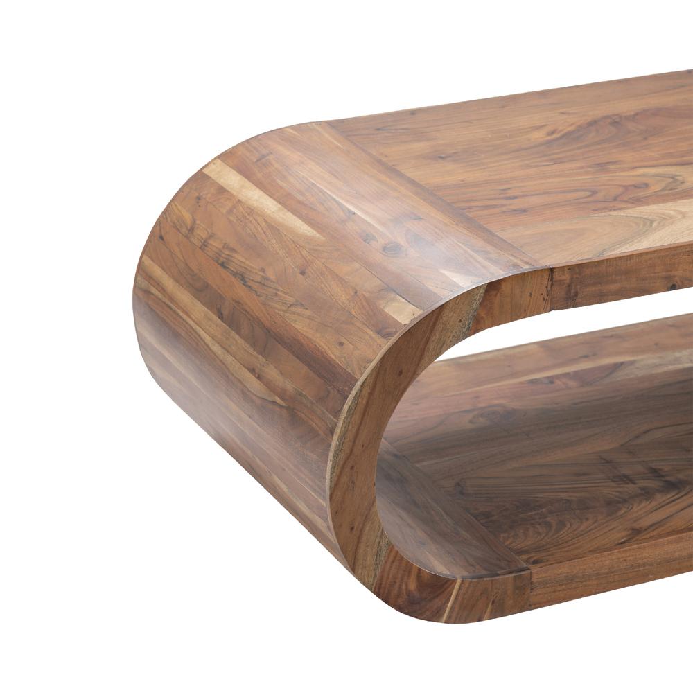 The Wood Cocktail Table Brown Wood 51x23x18" Modern Style. Picture 3
