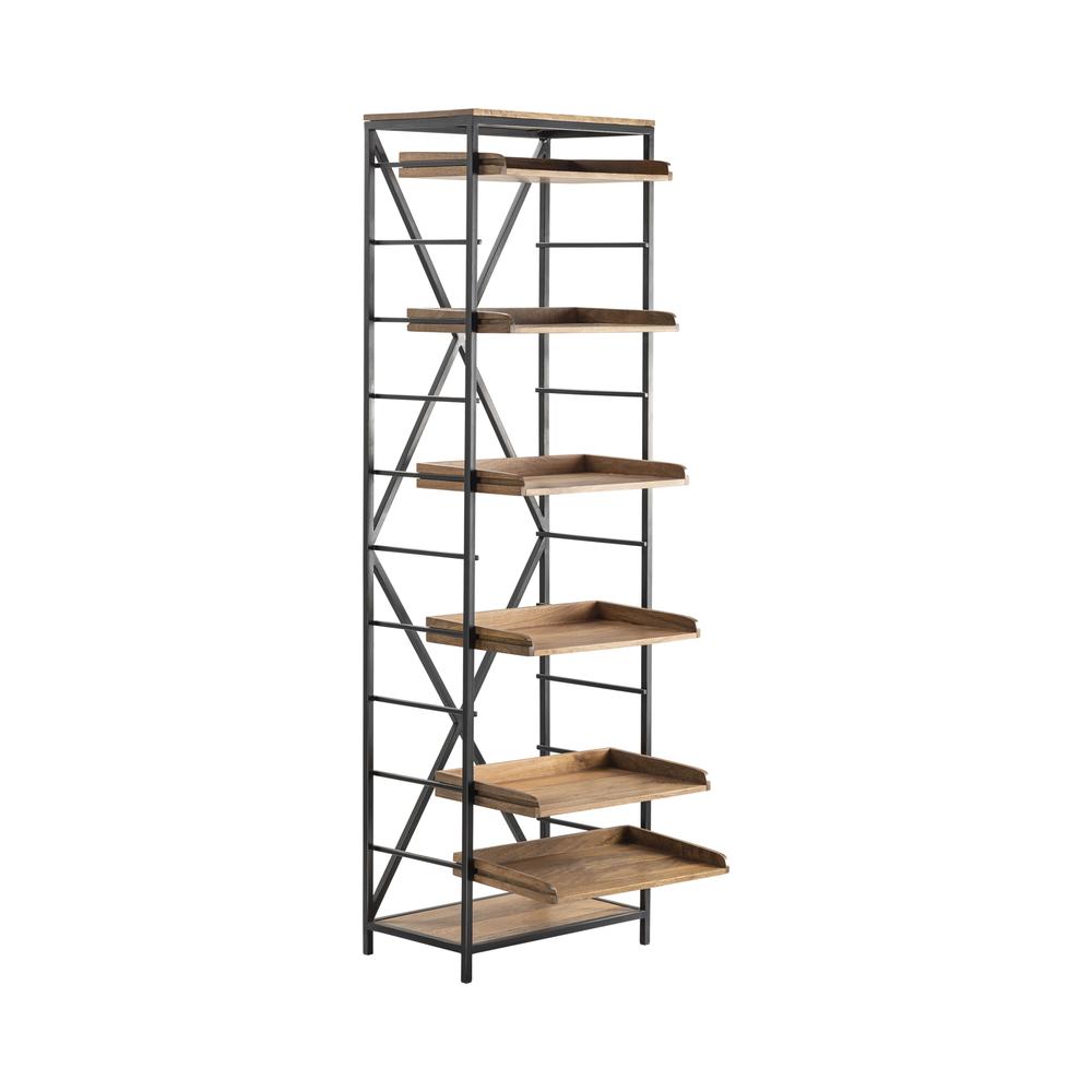 24.5X15X80.5 Metal & Wood Bookshelf. Picture 2