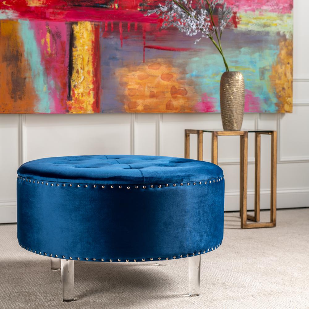 Crestview Blue Wooden Storage Stool EVFZR3147BU. Picture 3