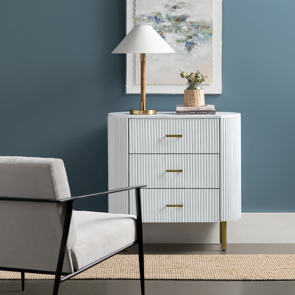 3-Drawer White Accent Chest. Picture 2