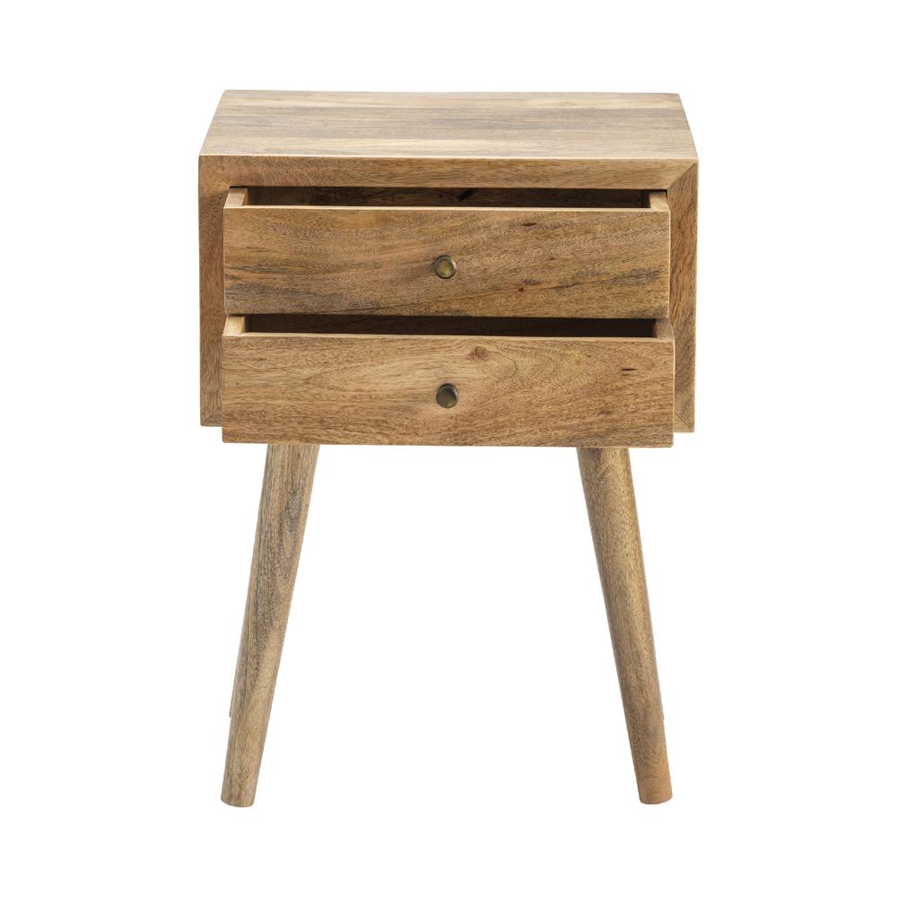 Bengal Manor Natural Mango Wood 2 Drawer Accent Table. Picture 3