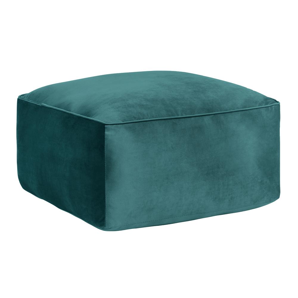 Cerra Jade Green Velvet Square Ottoman. Picture 2