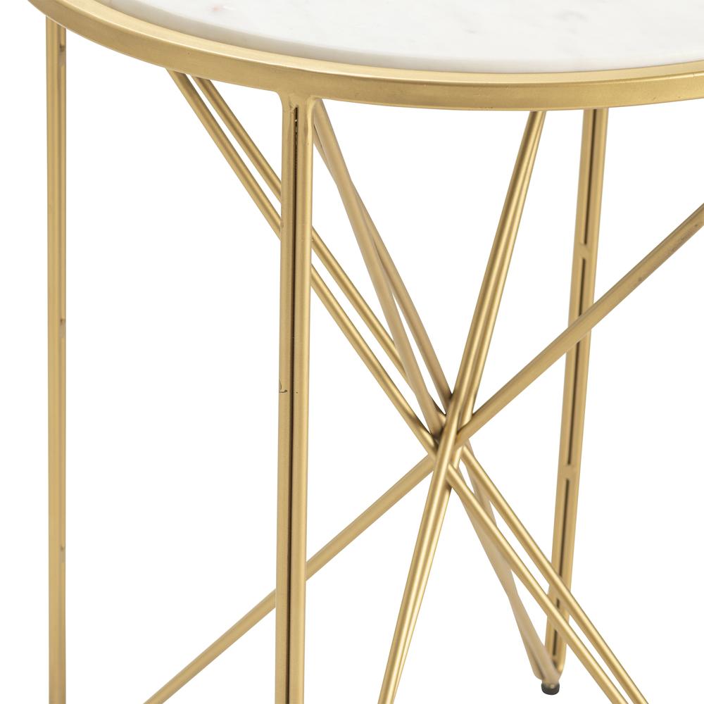 Crestview Collection CVFNR836 24" White Marble Inlay TOP Side Table Accessories. Picture 2
