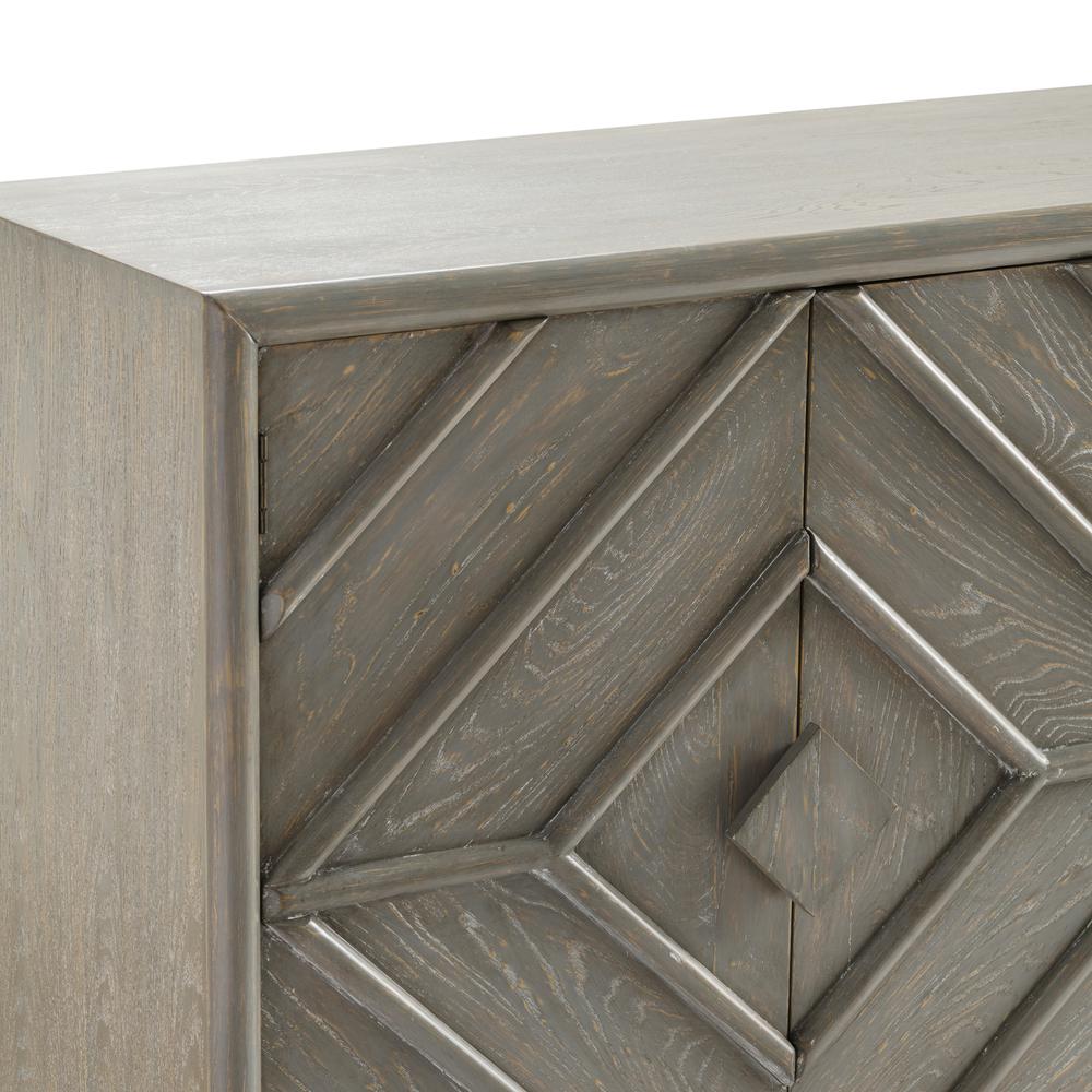 Crestview Collection Emerson 4 Door Diamond Design Grey Oak Sideboard. Picture 3
