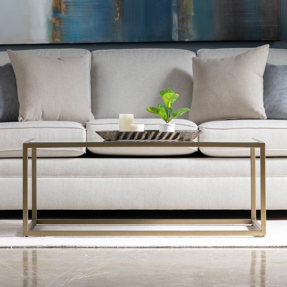Christian Gold Metal and Glass Coffee Table. Picture 2