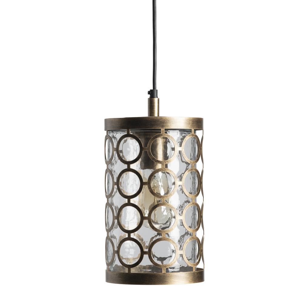 Crestview Collection Rosalie Distressed Antique Brass and Glass Pendant. Picture 2