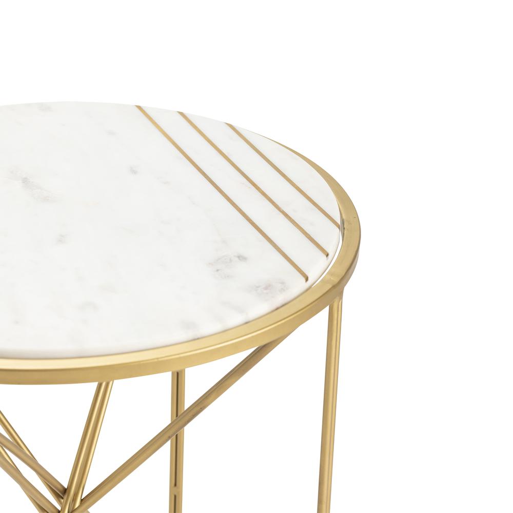 Crestview Collection CVFNR836 24" White Marble Inlay TOP Side Table Accessories. Picture 3