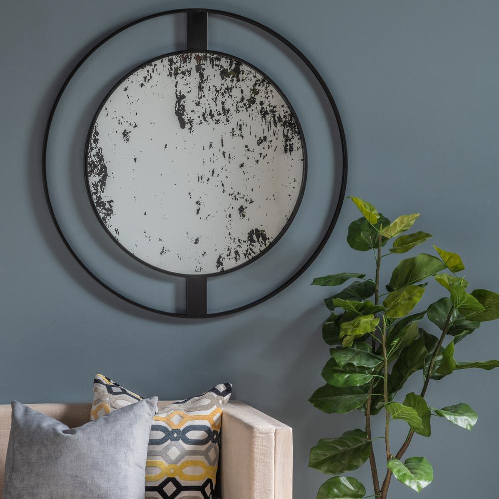 Crestview Collection Evolution Adrianna Antique Washed Metal Mirror in Black. Picture 2
