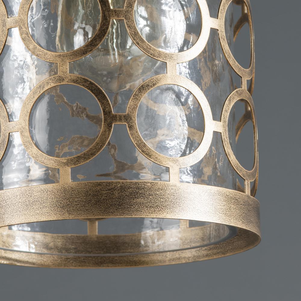 Crestview Collection Rosalie Distressed Antique Brass and Glass Pendant. Picture 7