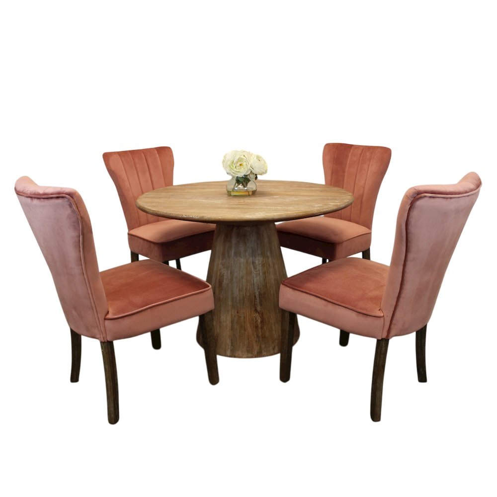 Jaden 42" Dining Table with 2 sets of Cleo Blush Chairs. Picture 1