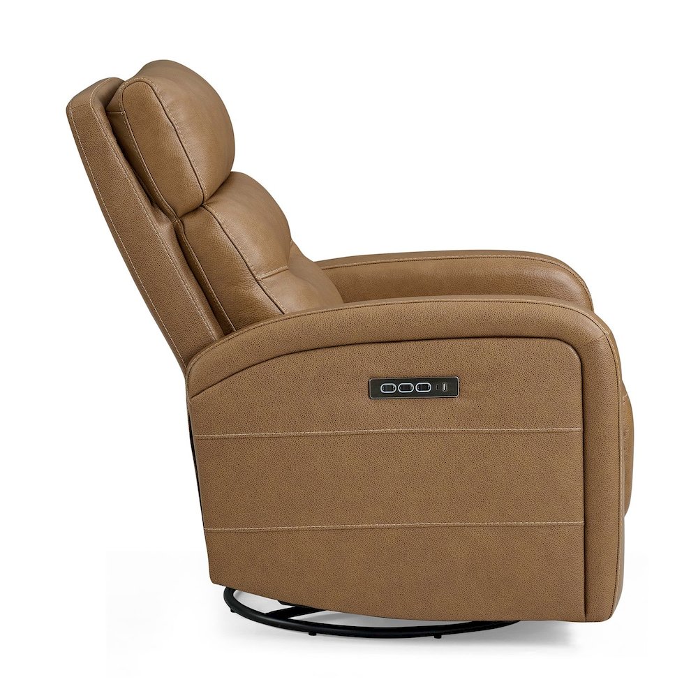 Rosslyn Triple Power Recliner Living Room Chair - York Butternut Brown Leather. Picture 1