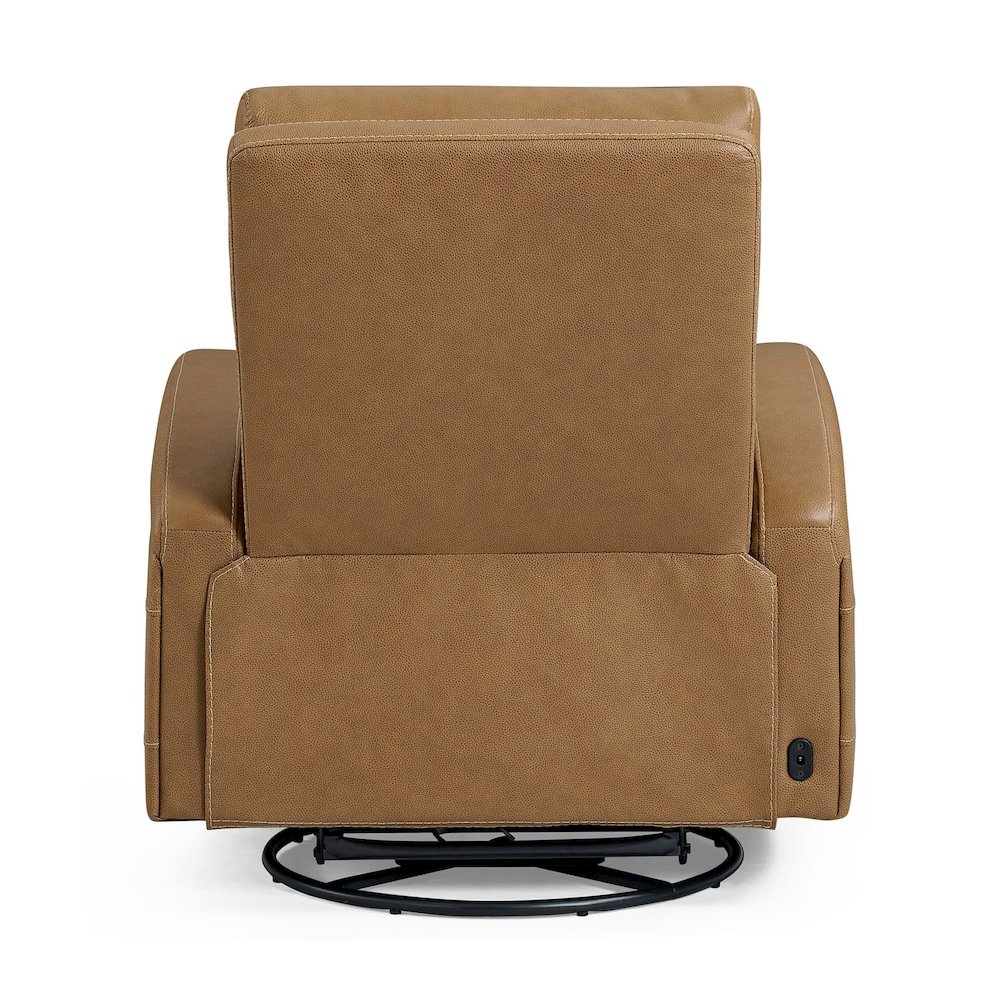 Rosslyn Triple Power Recliner Living Room Chair - York Butternut Brown Leather. Picture 4