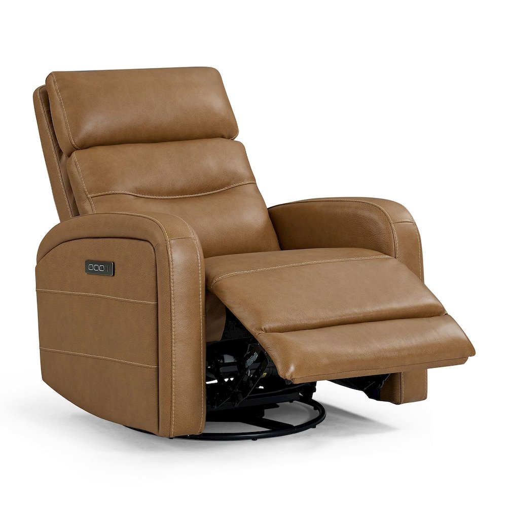 Rosslyn Triple Power Recliner Living Room Chair - York Butternut Brown Leather. Picture 5