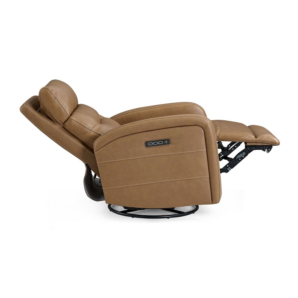 Rosslyn Triple Power Recliner Living Room Chair - York Butternut Brown Leather. Picture 6