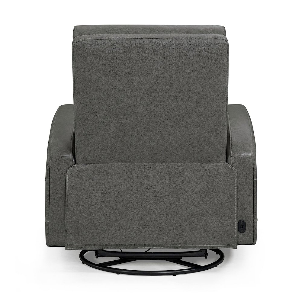 Rosslyn Triple Power Recliner Living Room Chair - York Charcoal Gray Leather. Picture 4