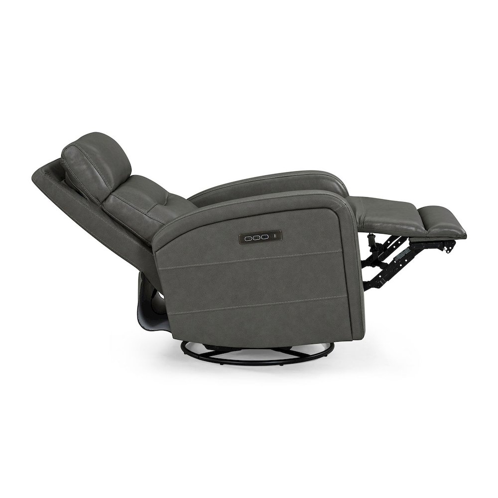 Rosslyn Triple Power Recliner Living Room Chair - York Charcoal Gray Leather. Picture 6