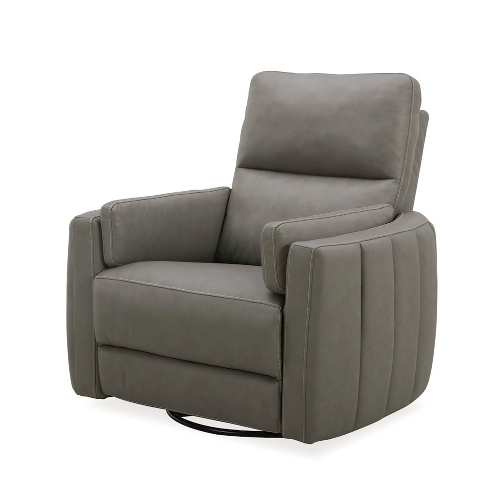 Reilly Triple Power Recliner Living Room Chair - Aline Light Gray Leather. Picture 1