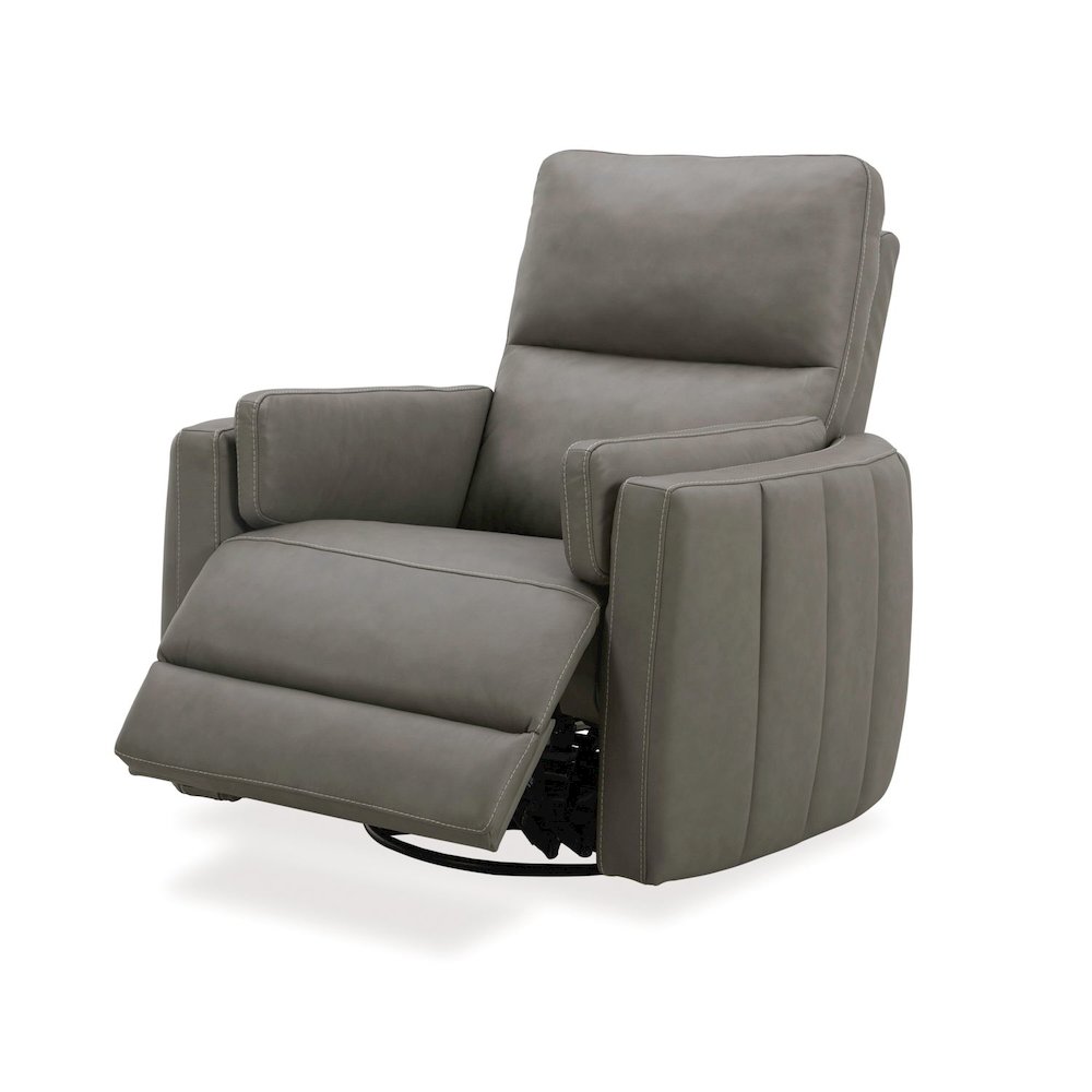 Reilly Triple Power Recliner Living Room Chair - Aline Light Gray Leather. Picture 7