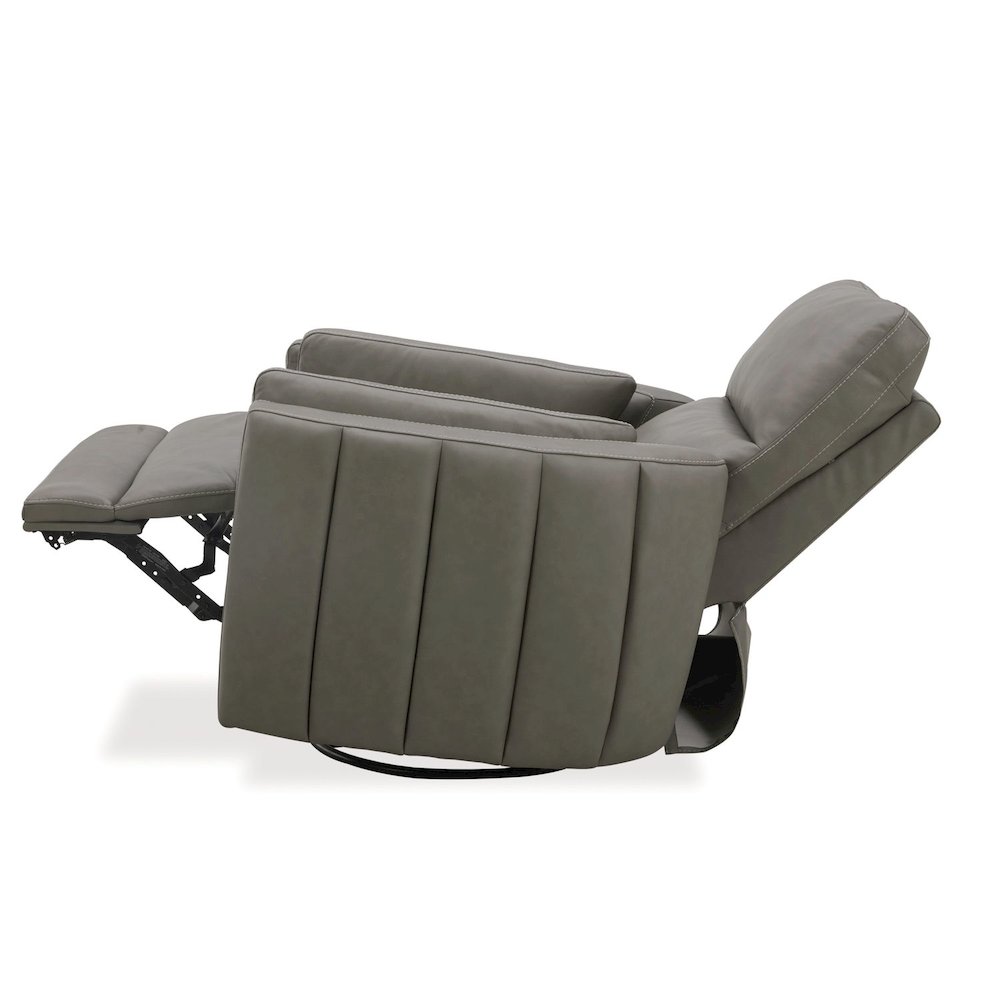 Reilly Triple Power Recliner Living Room Chair - Aline Light Gray Leather. Picture 8