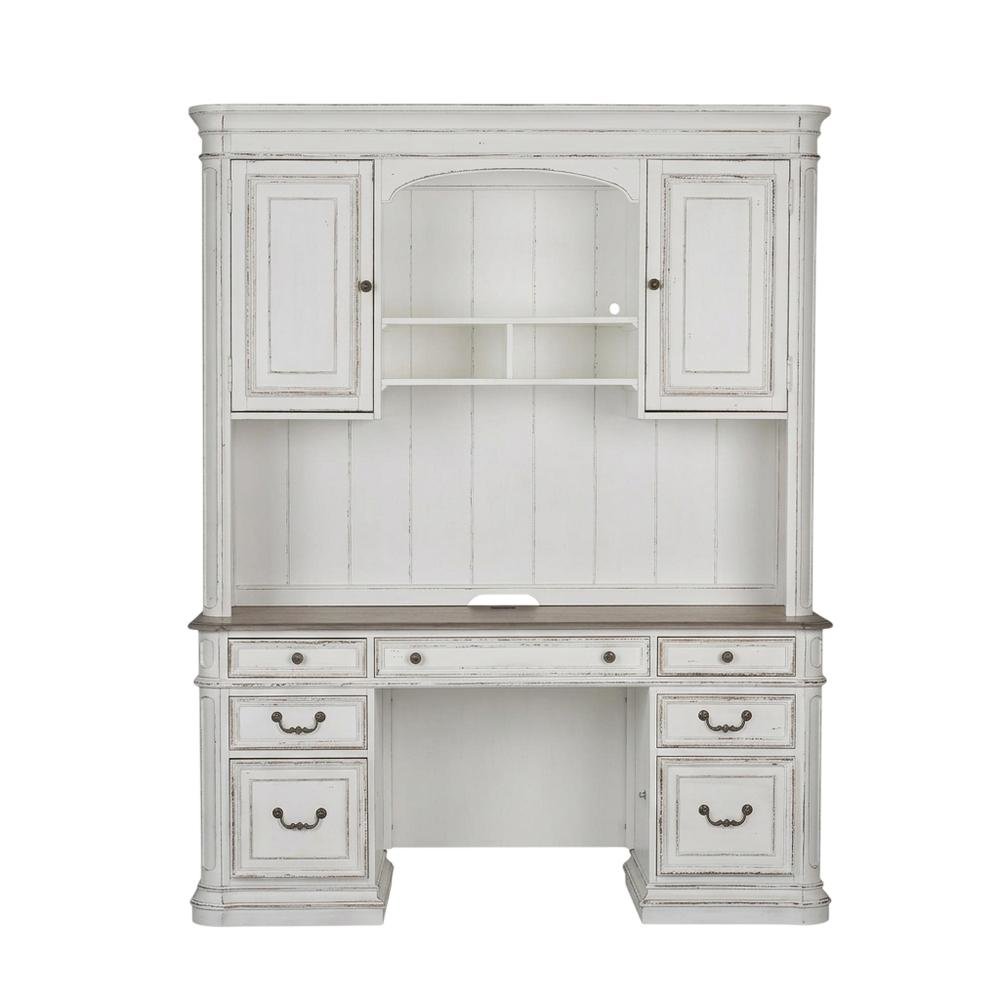 Antique White Credenza & Hutch, European Traditional Style. Picture 4