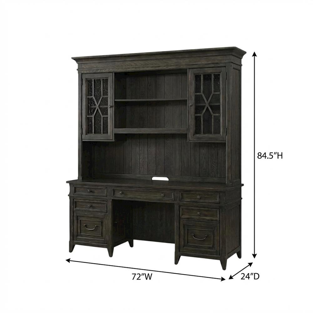 Rustic Rubberwood Credenza and Hutch with Split Heart White Oak Veneer. Picture 7