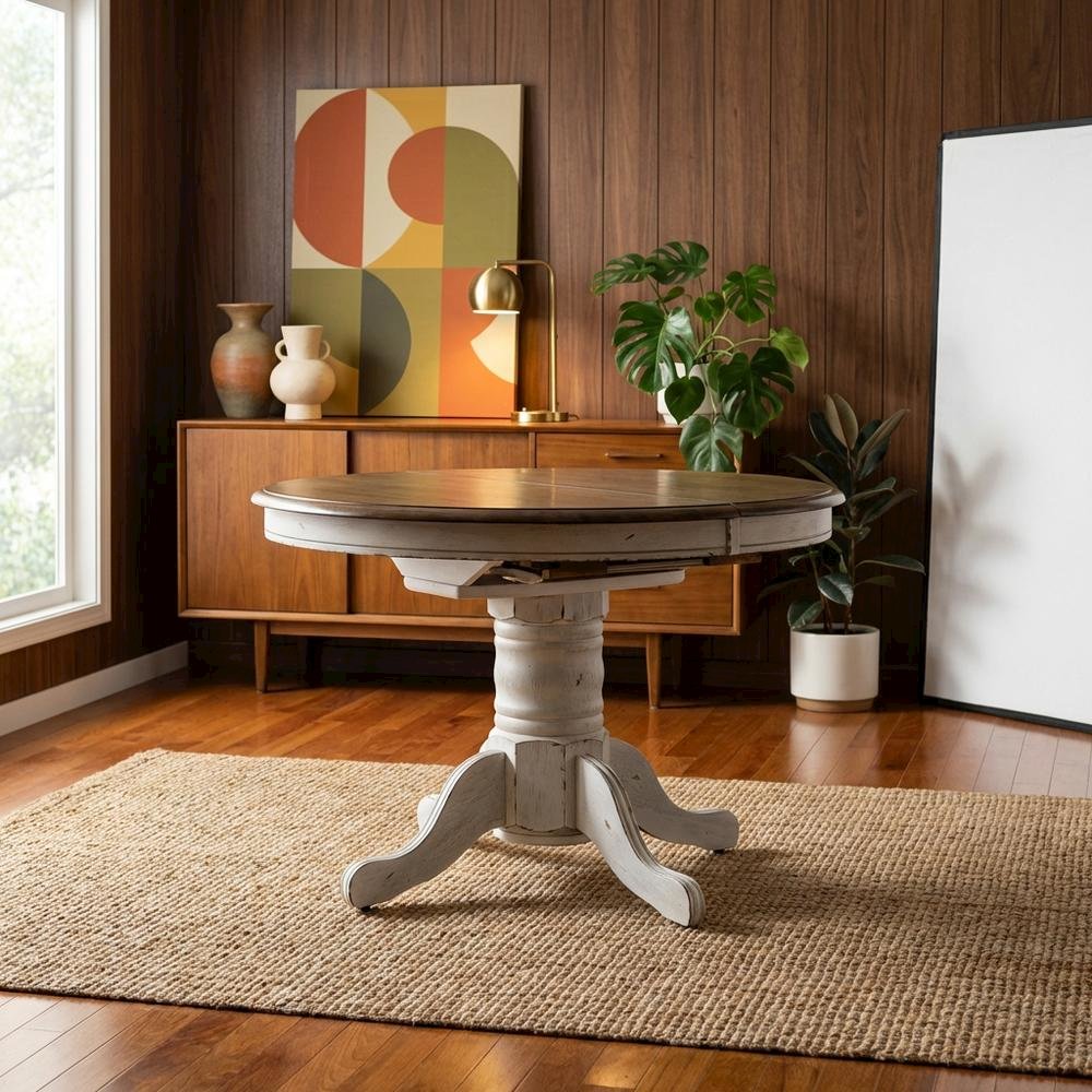 White, Pedestal Table, Pedestal Base, Quality Build. Picture 3