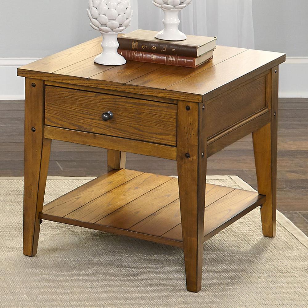 Lake House End Table in Oak. Picture 6