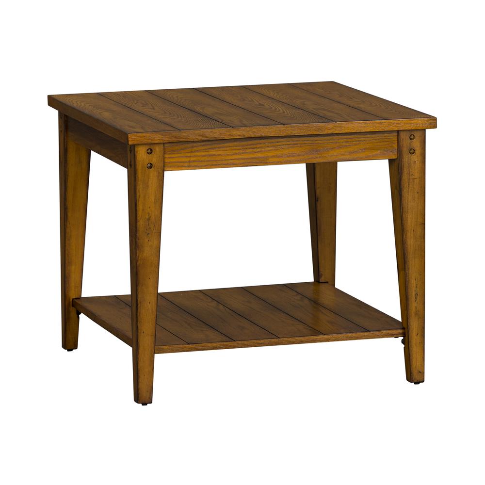 Lake House Square Lamp Table in Oak. Picture 1