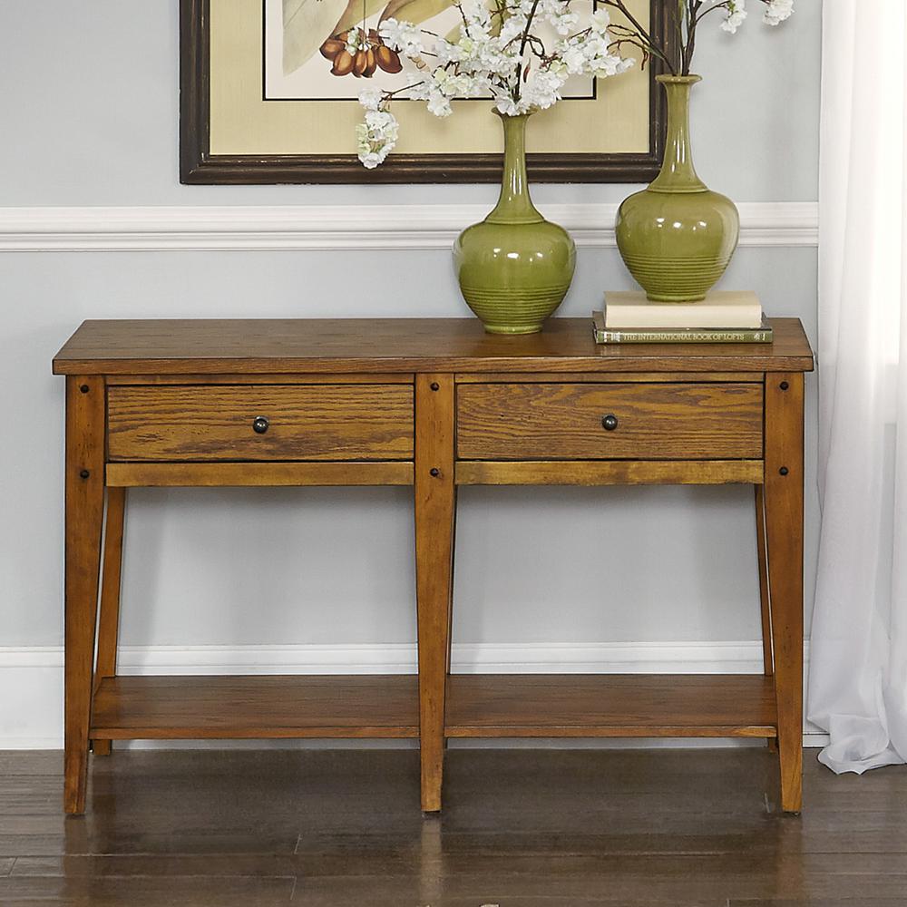 Lake House Sofa Table in Oak. Picture 2