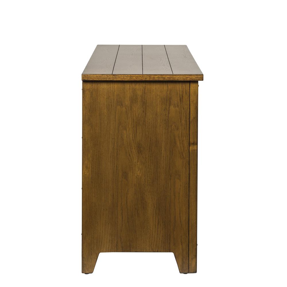 Lake House TV Console in Oak. Picture 4