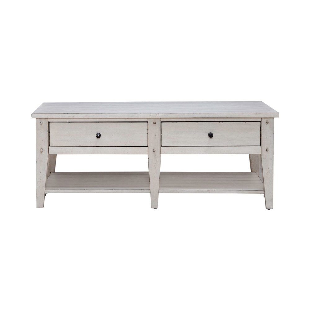 Lake House 3 Piece Table Set - Drawer Cocktail, 2 End Tables, White Oak. Picture 1